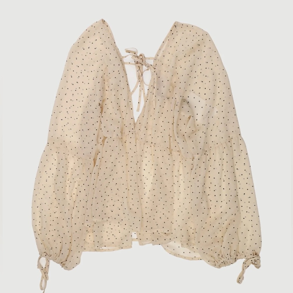 For Love And Lemons Sheer Polka Dot Long Sleeve Top Size Medium